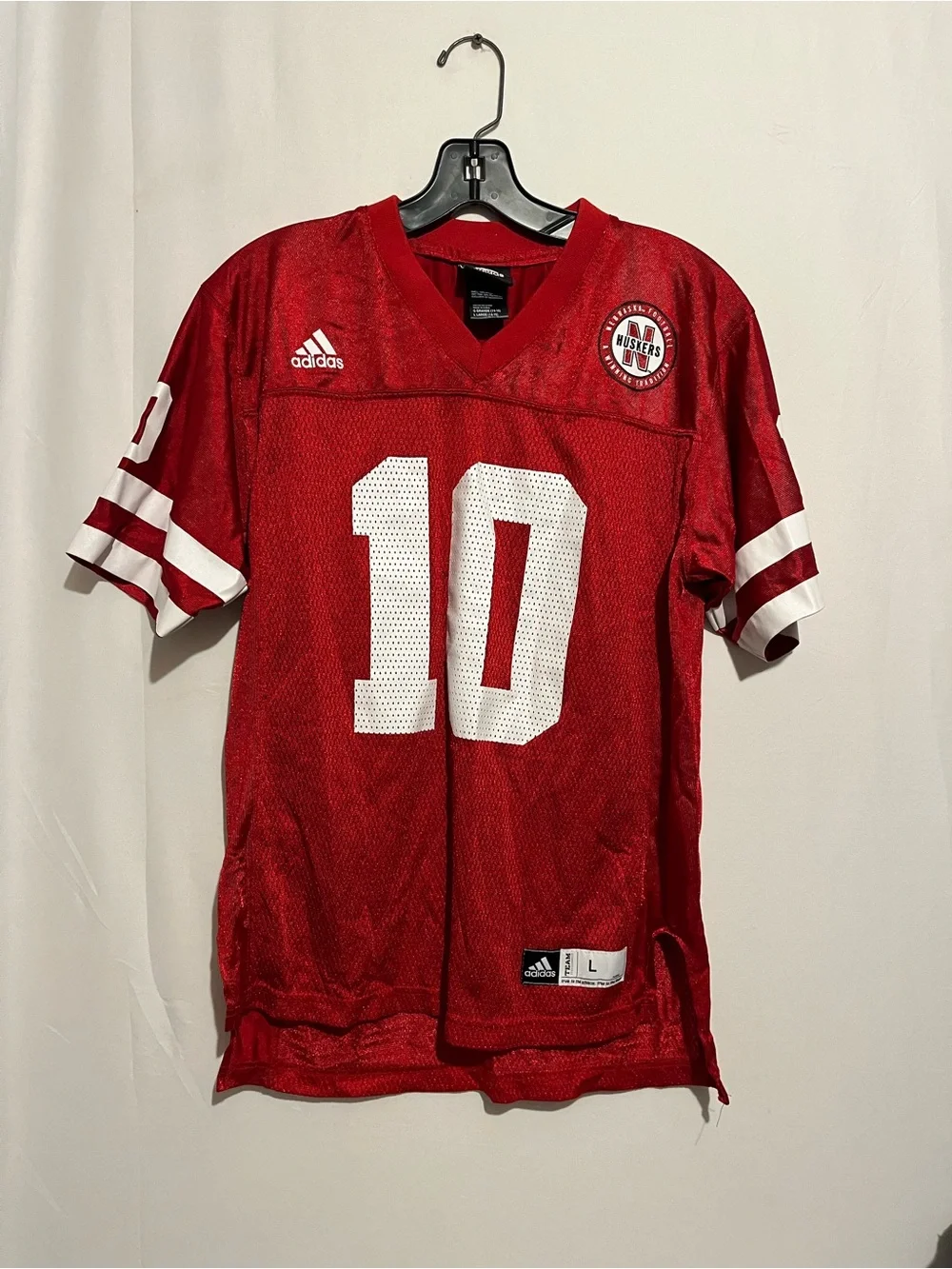 adidas Red Team Sports Jersey with White Label size L Youth size